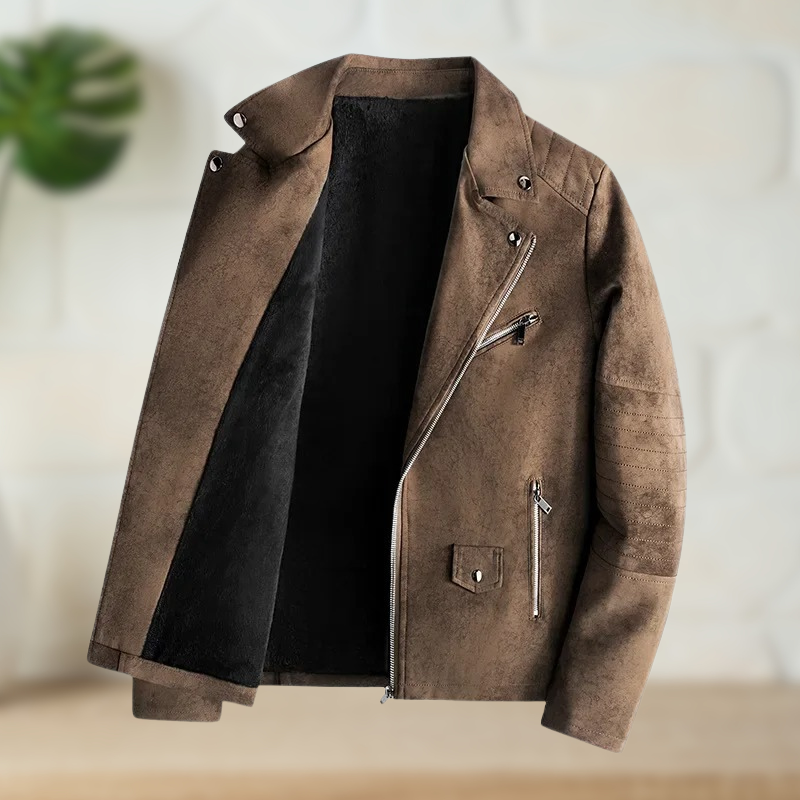 Domenico – Giacca Biker in Similpelle con Interno in Shearling