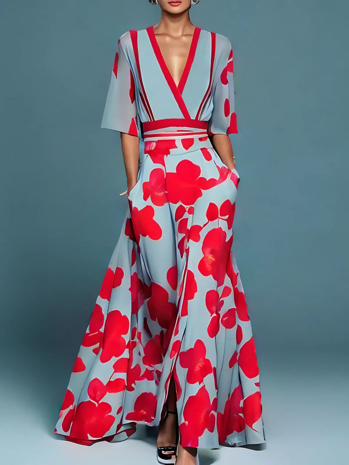 Diletta – Kimono Floreale Elegante in Stile Grafico